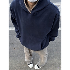 抖音得物高品质二开25秋冬美式重磅宽松纯色连帽贝壳刺绣卫衣W63，男装卫衣，电商A486