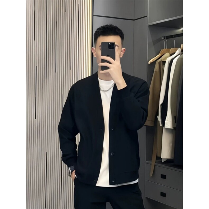 抖音网图现货秋季新款肌理感开衫卫衣外套男W10P65,女装短外套,电商B276A