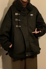 中性风翻领麂皮绒羊羔毛金属飞机扣设计棉衣男YG77108P135控178，男装棉衣，星座227-7
