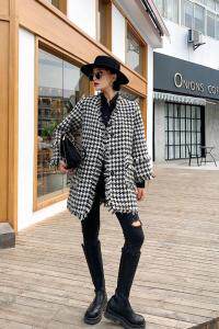 千鸟格大衣，女装，哥卓