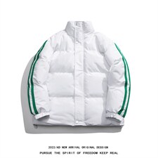 白底冬季侧边两条杠羊羔绒保暖百搭立领棉衣MY355P115控158，男装棉衣，电商A247-1