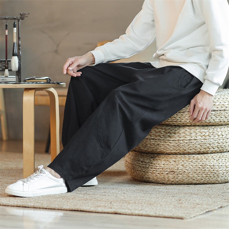秋季风男装棉麻休闲裤宽松大码阔腿裤灯笼裤QT6005,男装休闲裤,星座1112-5（原712-5）