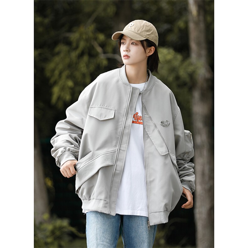 美式街头铁标棒球服情侣外套小众飞行夹克XZ225-3-JK01-P90控125,男装夹克,星座225-3