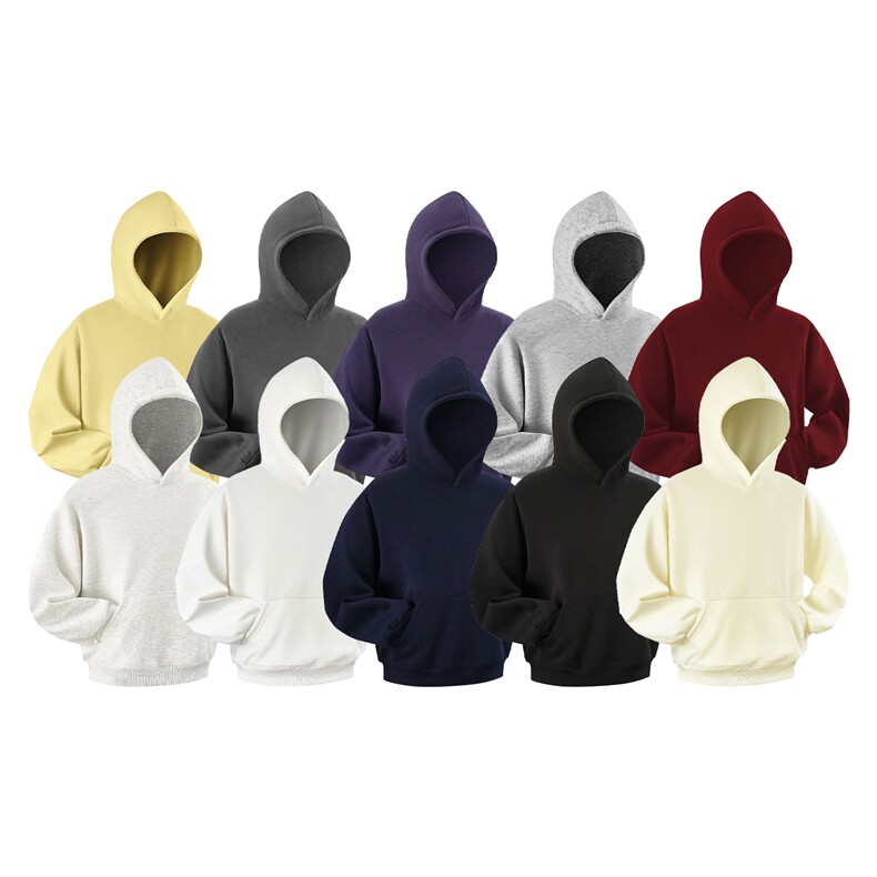 无帽绳版二开秋冬美式高街重磅曼巴棉纯色连帽卫衣外套X056，男装卫衣，电商A486-1