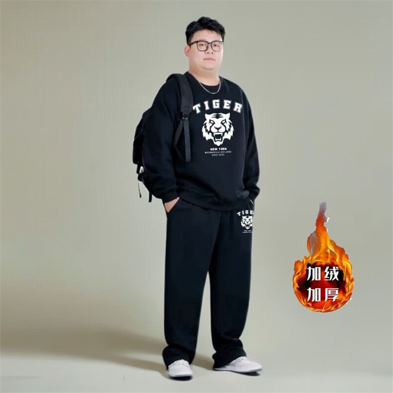 新款加绒男士休闲运动套装男潮胖子卫衣宽松长裤套装加肥加大,男装休闲套装,星座1210-1