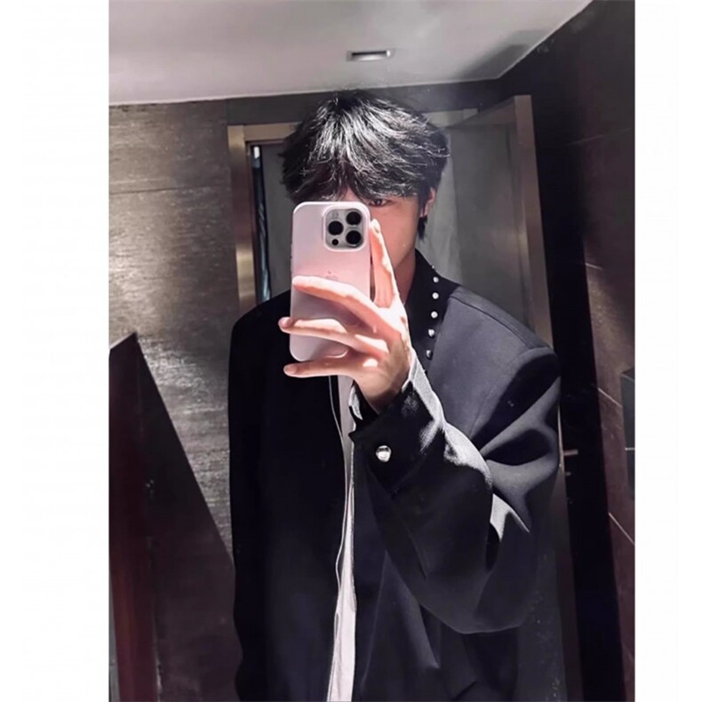黑色短款垫肩外套男款春秋设计感小众cleanfit高级感美式行政夹克,男装夹克,四季星座505