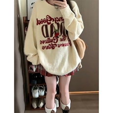 超好看的字母刺绣圣诞毛衣女学生秋冬新款甜美可爱圆领套头针织衫，男装针织衫/毛衣，星座506A