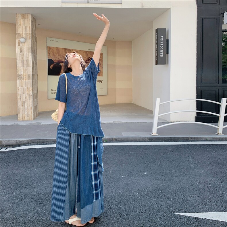 设计感不规则上衣套装裙女2025夏季新款宽松时尚显瘦半身裙两件套,女装套装/套裙,2C262