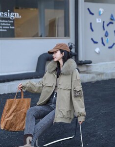 大狐狸毛领拉绒派克服图片