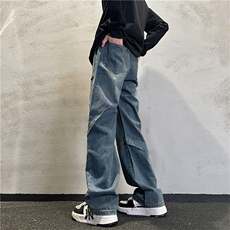 k1085-p55-控78S-3XL现货折皱宽松cleanfit牛仔裤，男装牛仔裤，星座116
