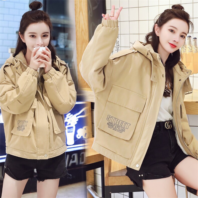 2020冬季新款派克加绒棉服潮酷气质印花设计不挑身材遮肉显瘦派克服，女装派克服，靓星雨