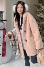 现货2026年冬装新款甜美减龄连帽皮毛一体外套2C135-6855P215K318，女装皮草，2C135