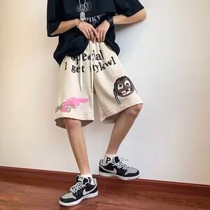 青少年短裤男夏季新款休闲凉感五分休闲裤潮牌痞帅美式直筒沙滩裤图片