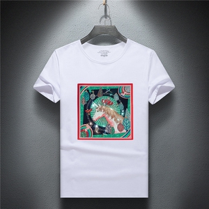 潮牌短袖T恤夏季男简欧货燙钻印花亮片大码休闲圆领A4408-P68，男装T恤，电商A227B（原钱塘4066-1）