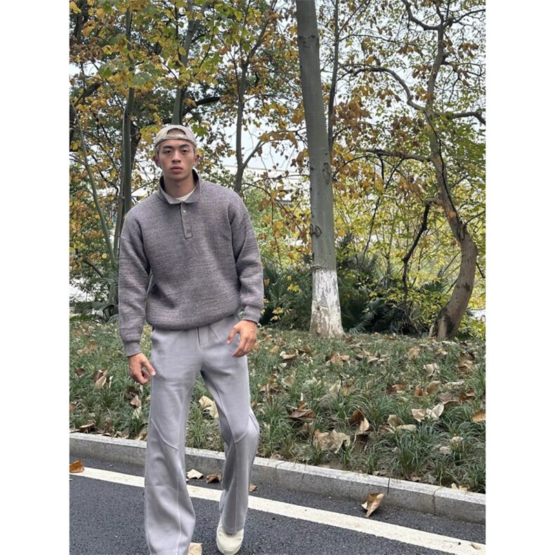 石墨灰解构美式健身运动微喇休闲裤ZK0666-P45,男装休闲裤,星座313A(原308A-2)