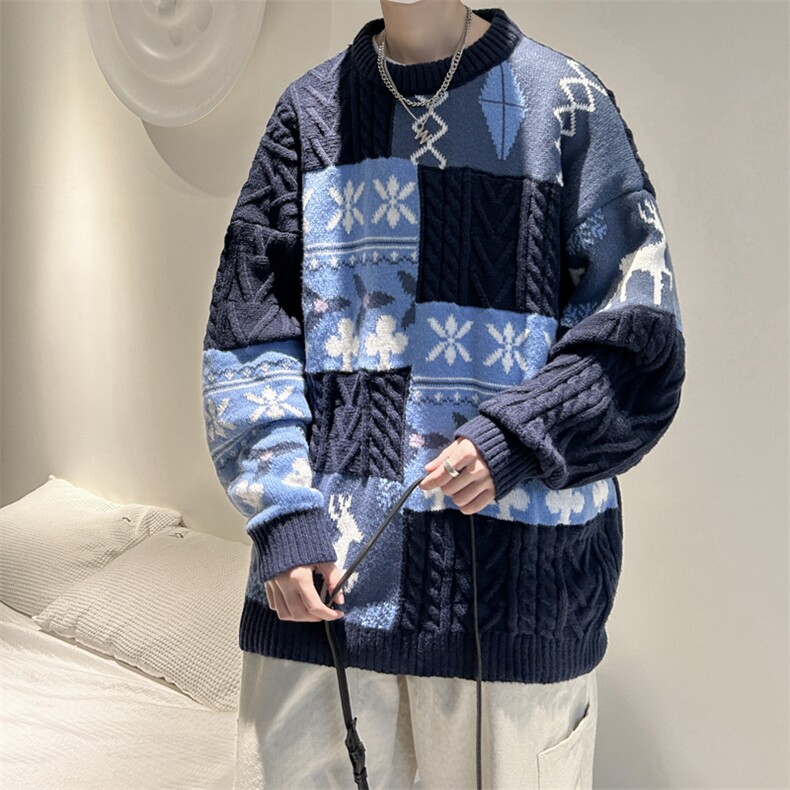 ！内搭圣诞毛衣男士线衣男拼接针织衫男CP08-P70，男装针织衫/毛衣，电商B371