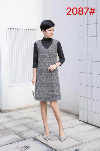 六个扣两件套连衣裙,女装连衣裙,罗兰春天