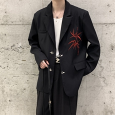 秋冬新款新中式穿搭结婚敬酒服礼服竹子刺绣西装大码男女外套，男装西服套装，星座909