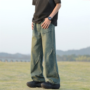 美式潮流水洗高街牛仔裤宽松设计感宽松长裤子K780特批42图片