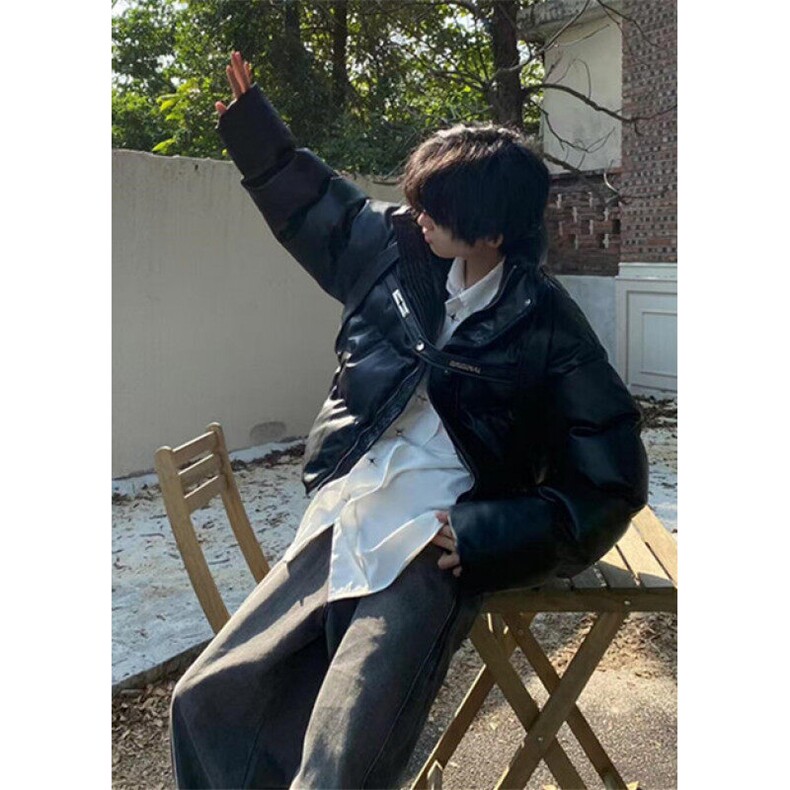 解构短款PU皮立领棉服外套男冬季加厚保暖羽绒面包服棉衣M8080,男装棉衣,星座1116A（原606A-3）