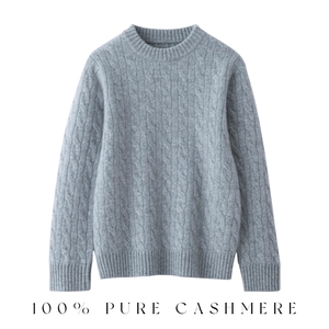 2024秋冬新款山羊绒童装圆领加厚麻花羊绒衫图片