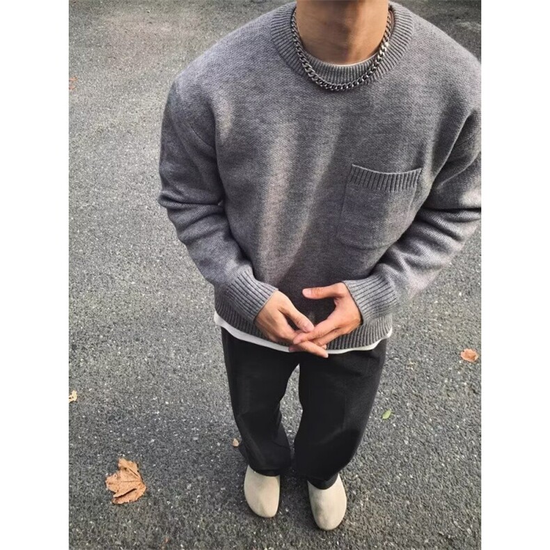 针法毛衣男士休闲圆领打底衫加厚秋冬季内搭上衣针织衫线衣男,男装T恤,星座516A
