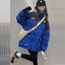 F1032-P128冬新款大码防风撞色保暖棉服情侣宽松工装棉衣外套男女，女装短外套，星座617A-2