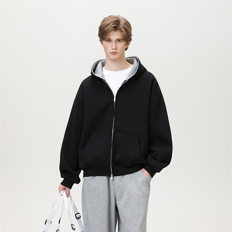 抖音得物高品质秋冬美式高街重磅结构双层双面连帽卫衣外套XS107，男装卫衣，电商A486