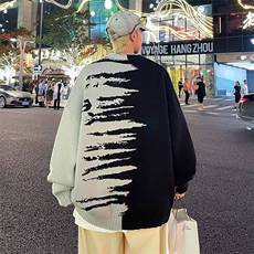 日系潮牌撞色圆领毛衣男春秋季流百搭套头休闲针织衫MY7022/P45，男装针织衫/毛衣，星座506