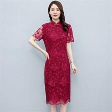 2022年秋冬新款蕾丝旗袍婚庆喜宴中长修身显瘦百搭专柜品质连衣裙,女装汉服/婚纱/旗袍/礼服,媚琳依坊