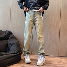 高街牛仔裤男韩版潮流痞子帅2024秋冬新款ins直筒长裤RK1170-P47，男装牛仔裤，星座412-2