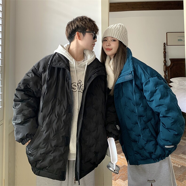 1情侣定制面料港风半高领棉服大码M-5XL棉服外套男8707P125控168,男装棉衣,星座226-2