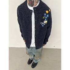 网图有货花卉刺绣开衫毛衣外套男女宽松情侣针织上衣A965-P62，男装针织衫/毛衣，星座1505