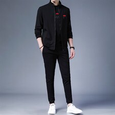三件套装男士春秋季潮流搭配帅气中年爸爸休闲运动外套青年卫衣服，男装休闲套装，电商B212（原钱塘6029）