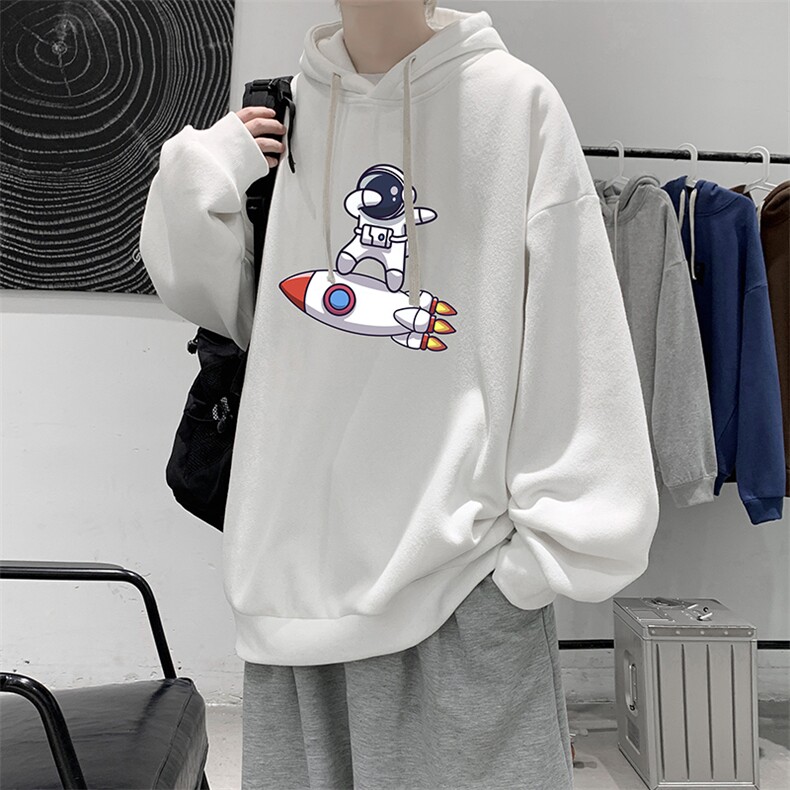 WY2158-P35 纯棉连帽卫衣男大码运动帽衫宽松薄外套男图片