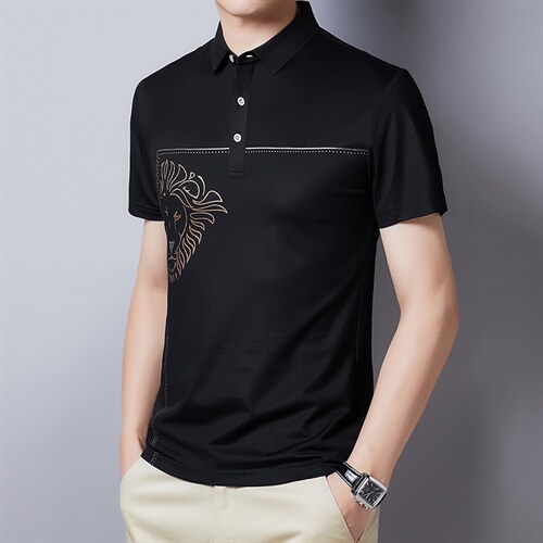 polo衫男2023夏季休闲简约时尚翻领体恤夏天中青年短袖套头衫男士图片