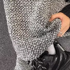 小香风脏脏直筒休闲裤男女秋冬季阔腿运动裤高级感H2371P50，女装休闲裤，星座1013-1