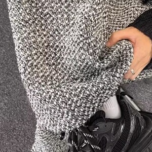 小香风脏脏直筒休闲裤男女秋冬季阔腿运动裤高级感H2371 P50图片