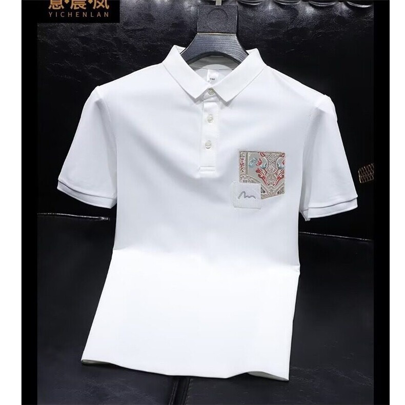 风个性潮贴布刺绣POLO衫精致简约翻领T恤透气保罗上衣,男装T恤,电商B212（原钱塘6029）