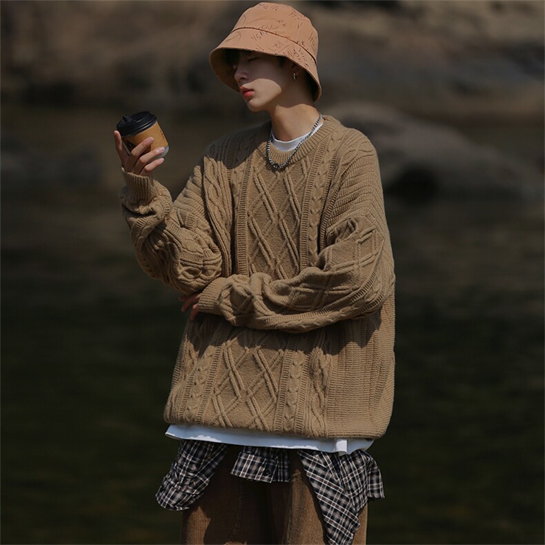 24年麻花圆领针织衫917-1M2308，男装针织衫/毛衣，星座917-1