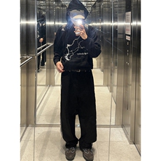 B221美式ins高街小众宽松三条杠运动牛仔裤LK23130-P60控78，男装牛仔裤，电商B221