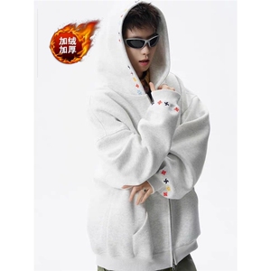 网络图现货 美式潮牌刺绣高质量重磅加绒华棉贝贝绒卫衣JXW27-P50图片