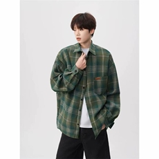 网络图现货美式潮牌格子长袖格纹慵懒风痞帅衬衫JCS312-P32，男装衬衫，星座715-7
