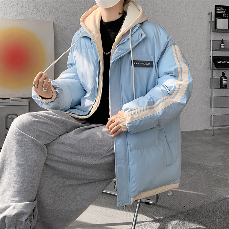 棉服男冬季新款港风宽松假两件连帽棉衣MF8587-特P78,男装棉衣,星座214-3