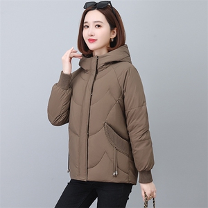 冬季连帽羽绒服女2024新款韩版小个子休闲宽松白鸭绒保暖加厚外套图片