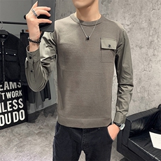 （店主风）绿秋冬针织衫毛衣男士圆领假两件打底衫C301B-MY10，男装针织衫/毛衣，电商C301B