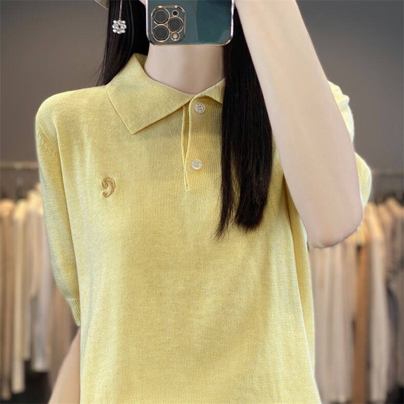 2024秋冬新款羊毛女士POLO领羊毛衫,女装羊毛衫,润辉羊绒