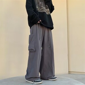 2023秋季高街潮流宽松阔腿休闲裤新款设计感工装休闲裤 K4507-P35图片