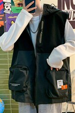 7XL~M2021秋季新款港风文艺男连帽机能工装马甲无袖背心大码控88，男装背心/马甲，钱塘717(原712)
