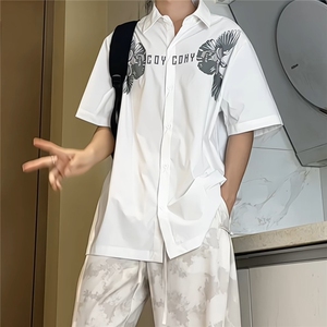 2025夏装飞鹰印花短袖衬衫男夏季宽松休闲半袖衬衣 CS608-特P40图片